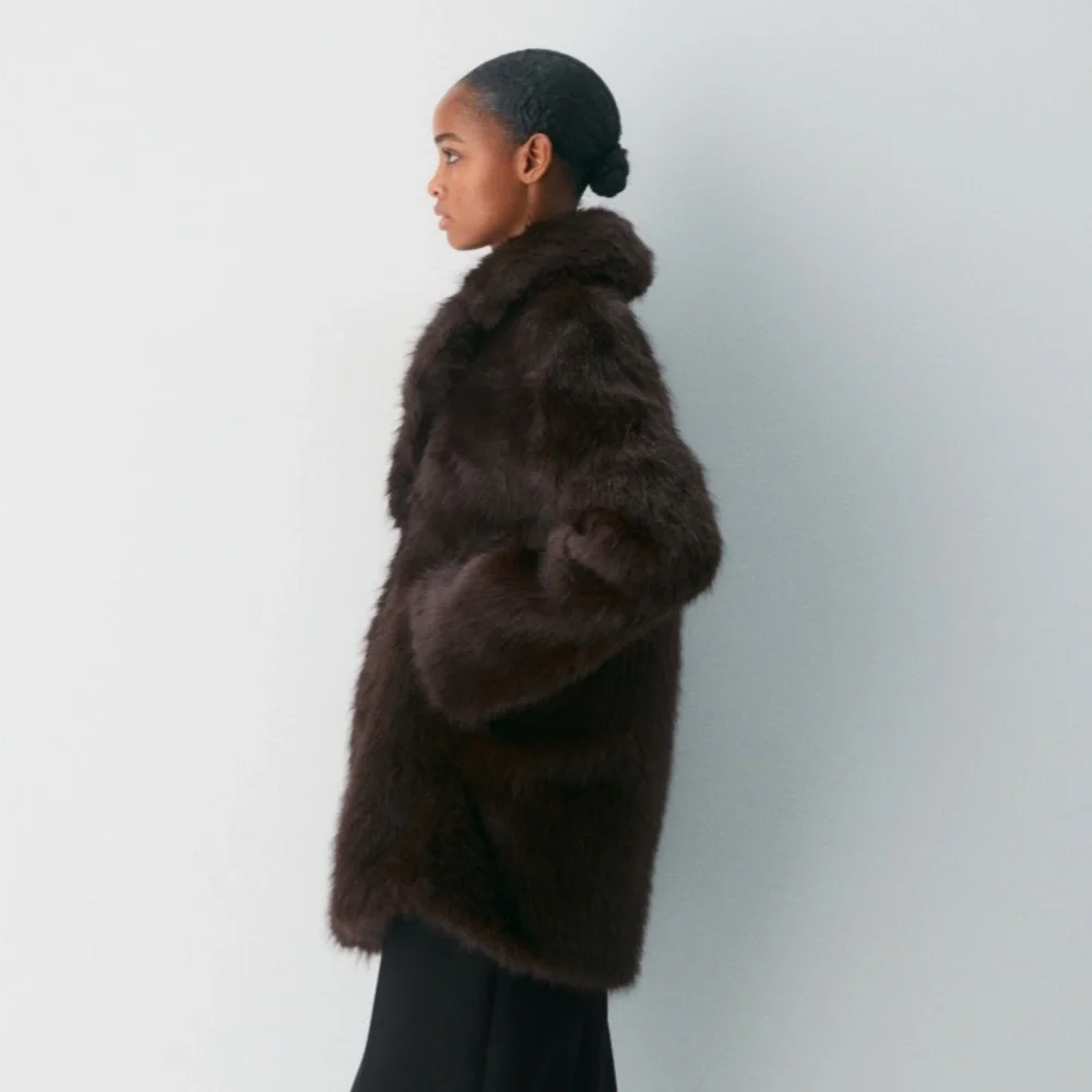 Aritzia Dark Brown Faux Fur Coat - Picture 2 of 6